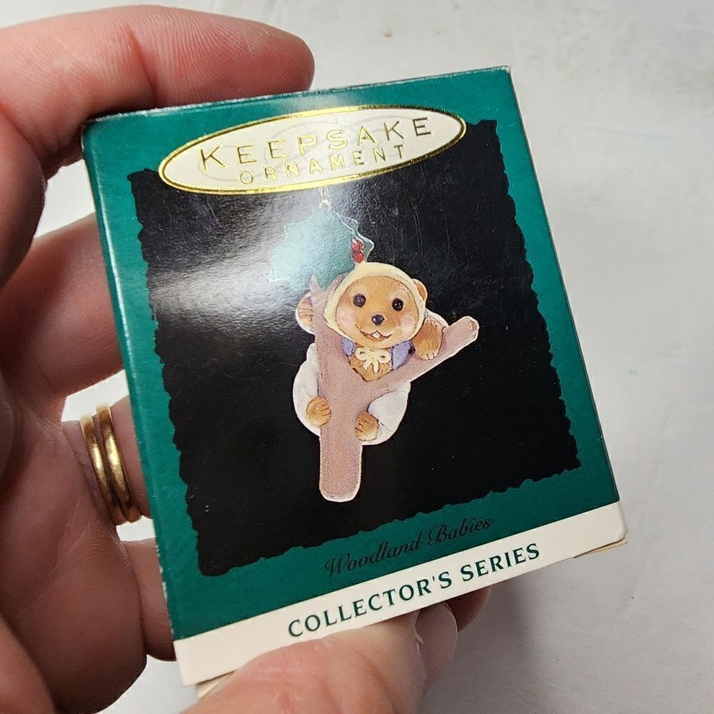 Woodland babies Hallmark 1993 vintage mini ornament